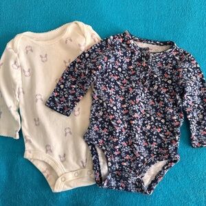 Carter’s Baby 6 Month One Piece Bodysuit Floral Print and Bunny Print